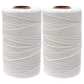 G2PLUS 400M White Cotton String Twine, 2MM Craft Bakers Twine, 3Ply Durable Twine for DIY Crafts and Handmade