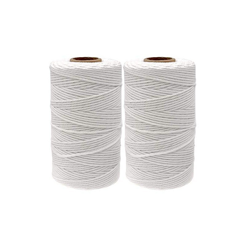G2PLUS 400M White Cotton String Twine, 2MM Craft Bakers Twine,
