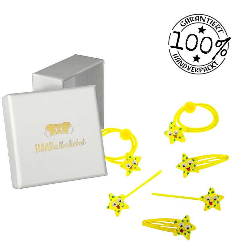 6 Piece Set – Hair Slides, Hair Clips and Scrunchie Fun Stars with