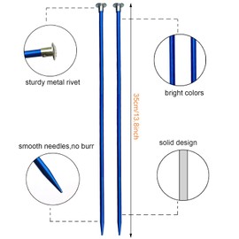Mdoker 13.8 Inch Aluminum Knitting Needles,Colored Straight Single Pointed Metal Sweater Knitting Needle for DIY Knitting Projects,Size US 5(3.75mm)