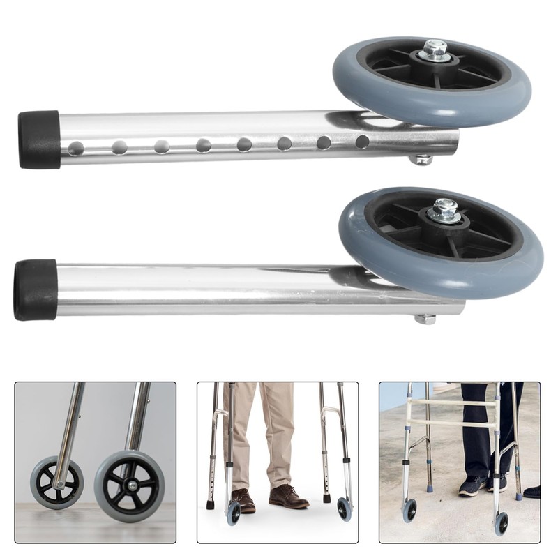 Healvian 2pcs Adjustable Walker Replacement Wheels Lightweight Aluminum Caster for