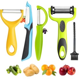 XINYUICEAN Kit 5 Pzs Pelador de Verduras y Papas,Rallador de Verduras, Multifunción 3 en 1 Giratorio,Herramienta Cocina Antideslizante Duradera,Rallador de Vegetales,Peladores I Y para Frutas