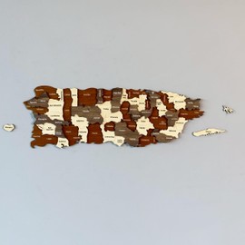 Puerto Rico Country Wall Art Decor, 3D Wooden Home and Office Wall Art, Puerto Rican Decor (54 x 15 cm | 21.3" x 5.9")