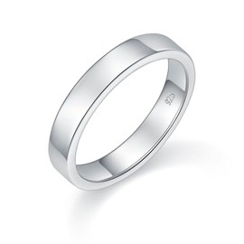 BORUO Silver Ring - 925 Sterling Silver Rings for Women - Stacking Rings - Elegant Silver Band Rings for Women and Men - Gifts for Special Occasions 4mm, 6mm Ring Size 4-15, Sterling Silver, No