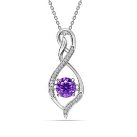 LeCalla 925 Sterling Silver Infinity Necklace Women Amethyst Birthstone CZ Pendant Necklace Valentine gift for her 20 Inch