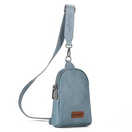 Wrangler Crossbody Sling Bag for Women Fanny Packs Chest Bags for Travel - Color: Blue,C-jean Blue