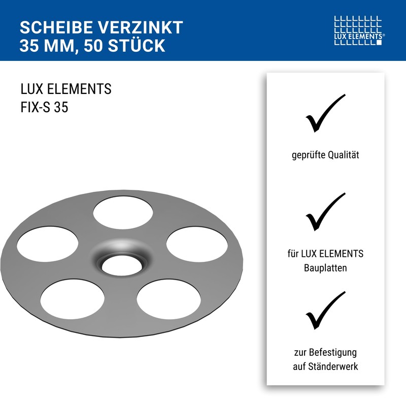 LUX ELEMENTS FIX-S Washer 35 mm Pack of 50 I