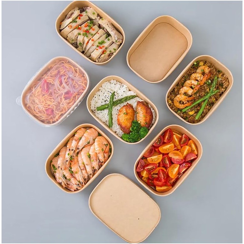 HOT BARGAINS 50 x 650ml Kraft Paper Disposable Food Container