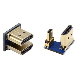 NFHK 2pcs/Set HDMI to Micro HDMI Type A to Type-D Male Connector Socket Opposite U Shape Back Angled for Raspberry PI 3B/3B+/4B