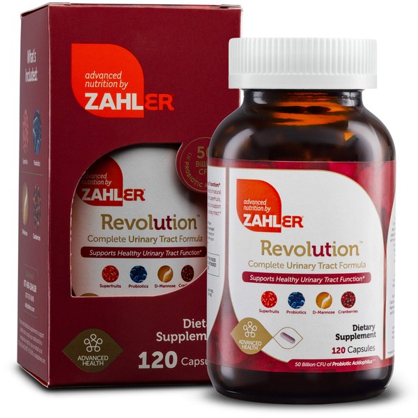 Zahlers UTI Revolution, Urinary Tract and Bladder Health, Cranberry Concentrate Pills Fortified with D-Mannose and Probiotics, Certified Kosher,120 Capsules