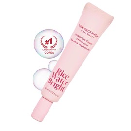 The Face Shop Rice Water Bright - Crema Coreana para Contorno de Ojos Vegana de Agua de Arroz | Anti-Ojeras Oscuras y Líneas Finas | K-Beauty Iluminadora y Despigmentante | Hidratación Profunda y Rápida Absorción