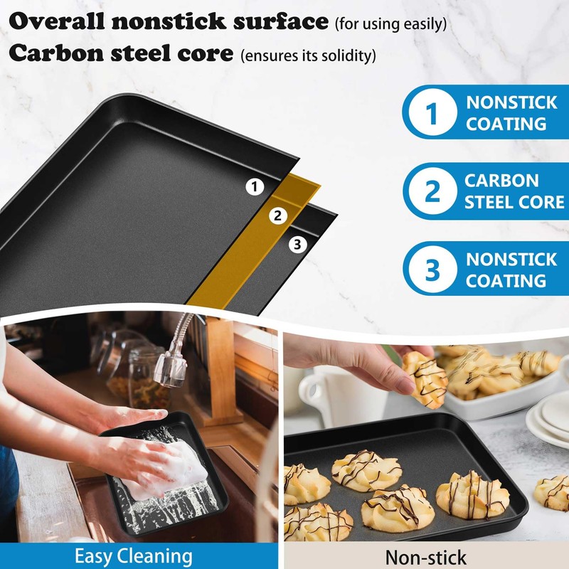 P&P CHEF 9 Inch Baking Cookie Sheet Pan, Carbon Steel