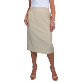 Paulo Due Lined Pencil Skirt for Women Smart Ladies Below Knee Elasticated Waist Skirt Office Evening Beige 10-24 (12)