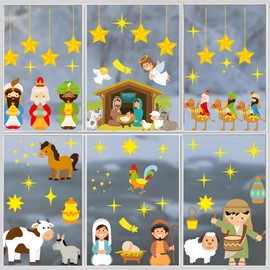 9 Sheets Christmas Nativity Scene Window Stickers Christmas Window Clings Stained Glass Clings Christmas Window Decorations Xmas Decorations