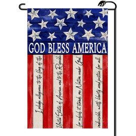 4th of July God Bless America Garden Flag 12x18 Inch Double Sided Stars and Stripes Patriotic Memorial Day Small Flags Farmhouse Outside Decoration For Yard (ONLY FLAG) MG34