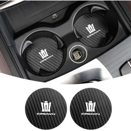 Crown Cup Mat, Car Drink Pocket Mat, Crown Crown 17 Series, 18 Series, 20 Series, 200 Series, 210 Series, 220 Series, Lightweight, Carbon Fiber, Pack of 2, Black, Protects Cup Coasters, Anti-Slip,