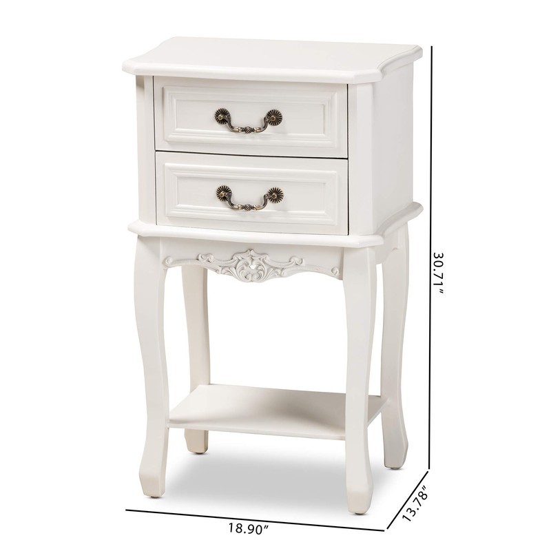 Baxton Studio Nightstands, White/Brass