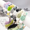 Phamines Leaf Bead Wristlet Keychain for Women,Printed Silicone Beaded Key