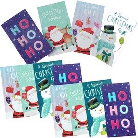 12Pcs Christmas Printed Money-16cm| Xmas Paper Greeting Cards Envelopes| Festive Christmas Money Wallets Cash Cards for Kids 3+Years