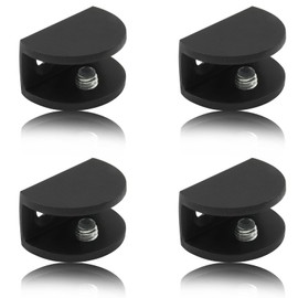 Litoexpe 8pcs Adjustable Frameless Shelf Bracket, Aluminum Alloy Shower Clamp Clip for 8-10mm Wood/Glass, Wall Mount Support Holder with Mounting Screws, Matte Black