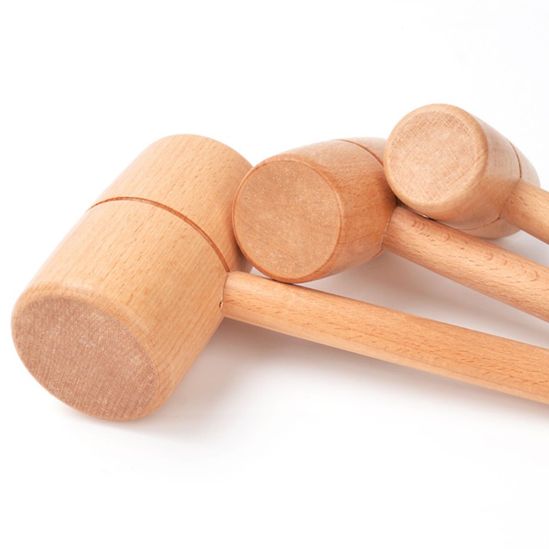 Wooden Mallet Round Head Lightweight Solid Beech Wood Hammer for