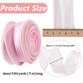 CABODYALS About 10 Yards 1 1/2 Inch Bright Pink Sheer Ribbon Fishtail Iridescent Ribbon Transparent Organza Mesh Glitter Solid Fabric Ribbons for Sewing Making Gift Wrapping Bouquet Invition Supplies