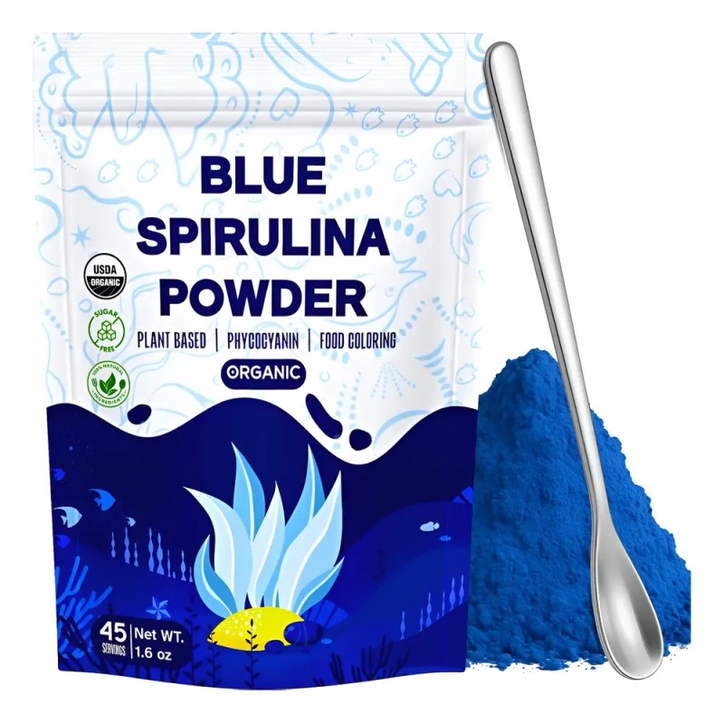 Polvo De Espirulina Azul 1.6 Oz Orgánico Para Alimentos