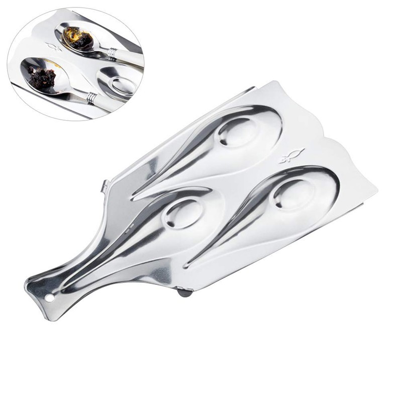 DOITOOL Soup Spoons, 3 Cavities Spoon Rest Stainless Steel Spoon
