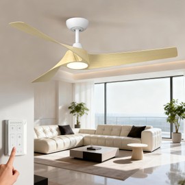 52 inch Modern Ceiling fans with Lights and remote, 3 Curved Blades