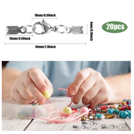 Symphonyw Lobster Claw Clasps with Cord Ends, 20pcs Stainless Steel Lobster Claw Clasps Buckle Hook Fastener for Bracelets Necklaces Jewelry Making