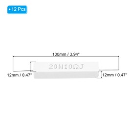 PATIKIL 12 Pcs 10 Ohm Resistors, 20W Ceramic Cement Resistor Power Cement Resistor Kit Tolerance 5% for Power Adapters Audio Computer TV Circuit Board