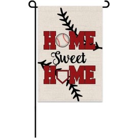 12x18 Inch Double Sided Summer and Spring Garden Flag - Baseball Home Sweet Home House Flag - Seasonal Large Outdoor Yard Flags of Burlap - Bat Ball Sport Flag Burlap Yard Outdoor Decorative