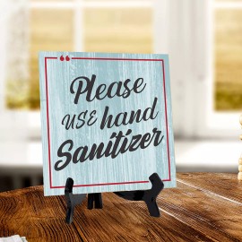 Signs ByLITA Please Use Hand Sanitizer 5"x 5" Square Table Sign With Acrylic Easel