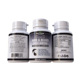 Snap Supplements Mens Hair & Beard Complex Supplement Natural Fuller Growth Prevent Loss 60 Pills