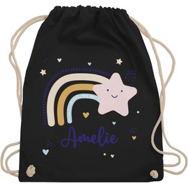 Geschenk mit Namen personalisiert by Shirtracer - Gym Bag Backpack - Rainbow Shooting Star, 04 Black, Unit size