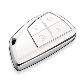 Tukellen for Chevy Key Fob Cover Soft TPU Full Protection Key Case Compatible with 2022 2023 2024 Silverado 1500 GMC Sierra 1500, 2024 Silverado Sierra 2500HD 3500HD(White, 4 Buttons)