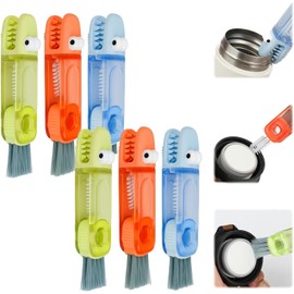 WADY Cepillo para Botellas, 6 Cepillo Limpiador de Tazas Multifuncional, 3 en 1 Cepillo de Limpieza para Tapa de Vaso, Cepillo para Lavar Popotes con Detalle de Tapa de Vaso Cepillos de Tazas (A-6)