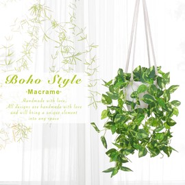 YIBOT 2 Pack Macrame Plant Hanger,35" Plant Hanger Indoor,Handmade Woven Cotton Rope Flower Pot Crochet Plant Holder Stand for Boho Home Decor No Tassels,Ivory