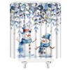 CCXTCZ Christmas Snowman Shower Curtain Cute Blue Snowman Eucalyptus Leaf