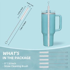 Cleaning Brushes for Reusable Drinking Straws, Set of 5, Long Wire Handle, Bottle and Straw Cleaner for Stanley Mug, Sippy Cup, Water Bottle and Tubes, Reusable and Flexible