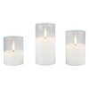 Stonebriar Set of 3 LED Pillar in Clear Glass Hurricane
