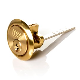 TSS Replacement Locking Rim Cylinder Lock, Supplied with 3 Keys. Lock Barrel and Keys Set for Nightlatch Lock/Rim Locks. (Brass)