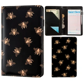 Black Server Books for Waitress Book Waiter Book Server Booklet Restaurant Waitstaff Organizer Serving Book Guest Check Book Holder Money Pocket Fits Server Apron（Bee)