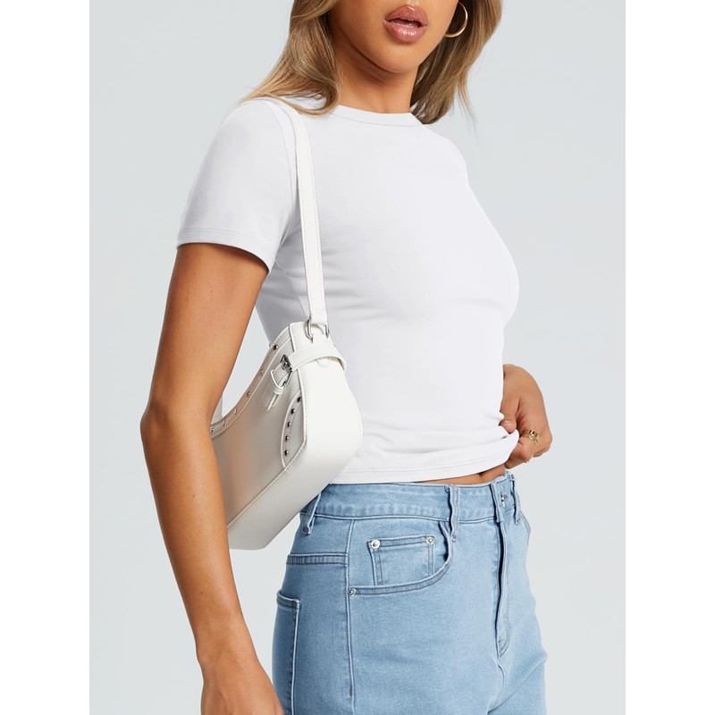 Trendy Queen Womens Basic T Shirts Summer Tops 2025 Crop