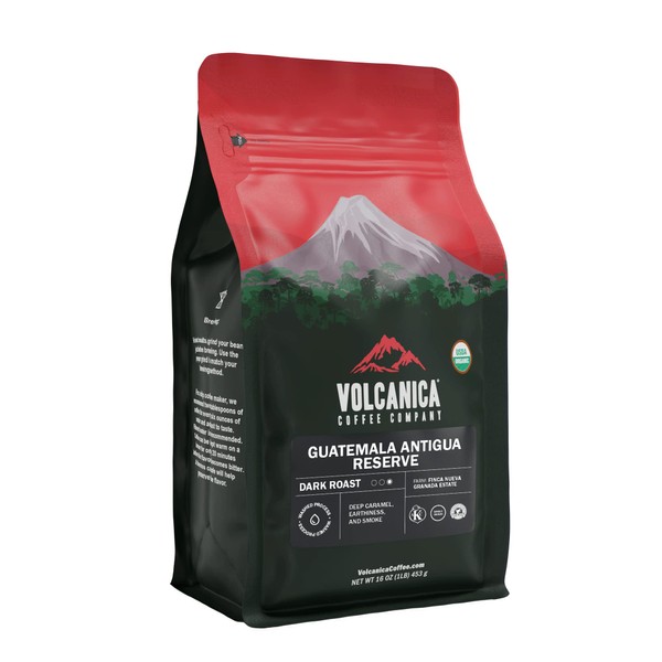 VOLCANICA COFFEE COMPANY Guatemala Antigua Coffee, Reserve, Dark Roast, Whole Bean, Fresh Roasted, 16-ounce