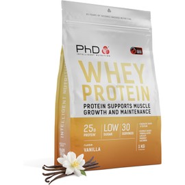 PhD Nutrition Whey Powder 1kg Vanilla – with 25g Informed Protein per Serving, enriched with Well-Tolerated Cultures