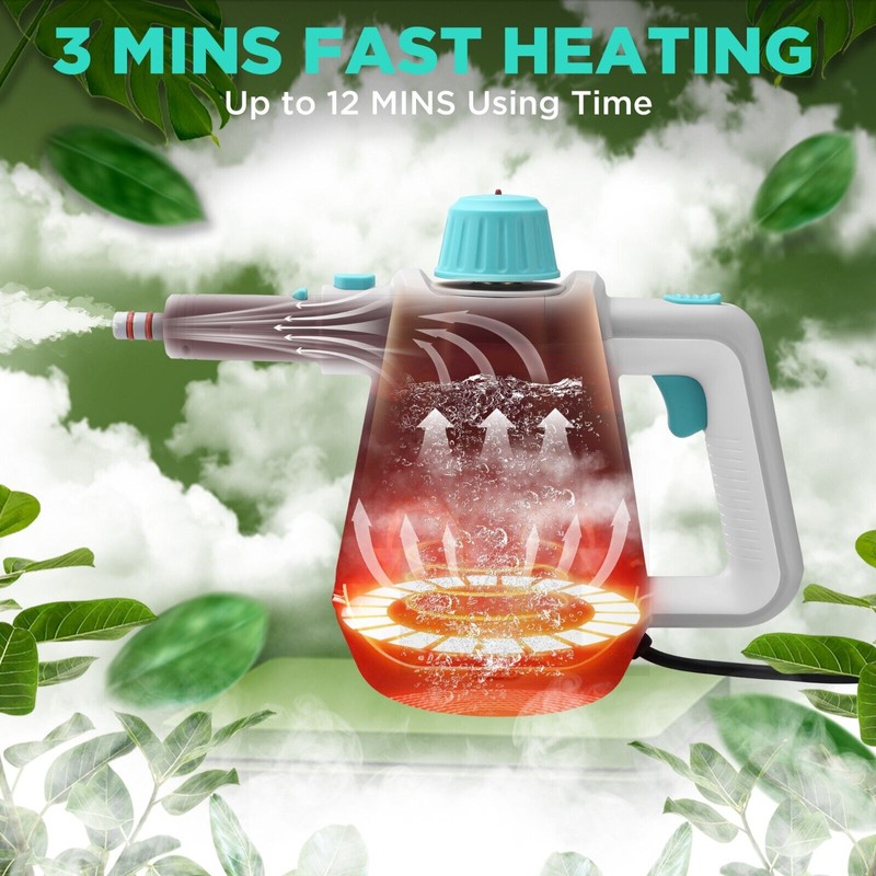 Steam HAUSHOF 1200W Handheld Steam Cleaner w/Tool Bag & Safety