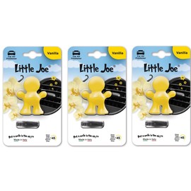 Little Joe Car Air Freshener for Mounting on Any Ventilation Grille +/-45 Days Freshness in the Car (Vanilla/Yellow) Pack of 3