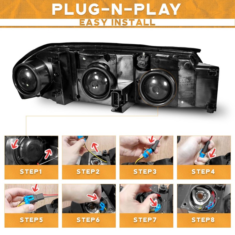 WEELMOTO for 2000-2005 Chevy Impala Headlights Assembly,Headlamp Replacement with Black