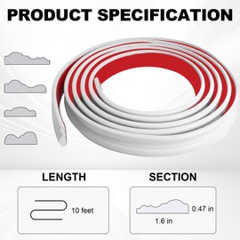 Peel and Stick Panels Molding Trim, 1.6in*10FT Self-Adhesive Wall Paneling Strip, Flexible Chair Rail Classic Wall Trim for Home Decoration